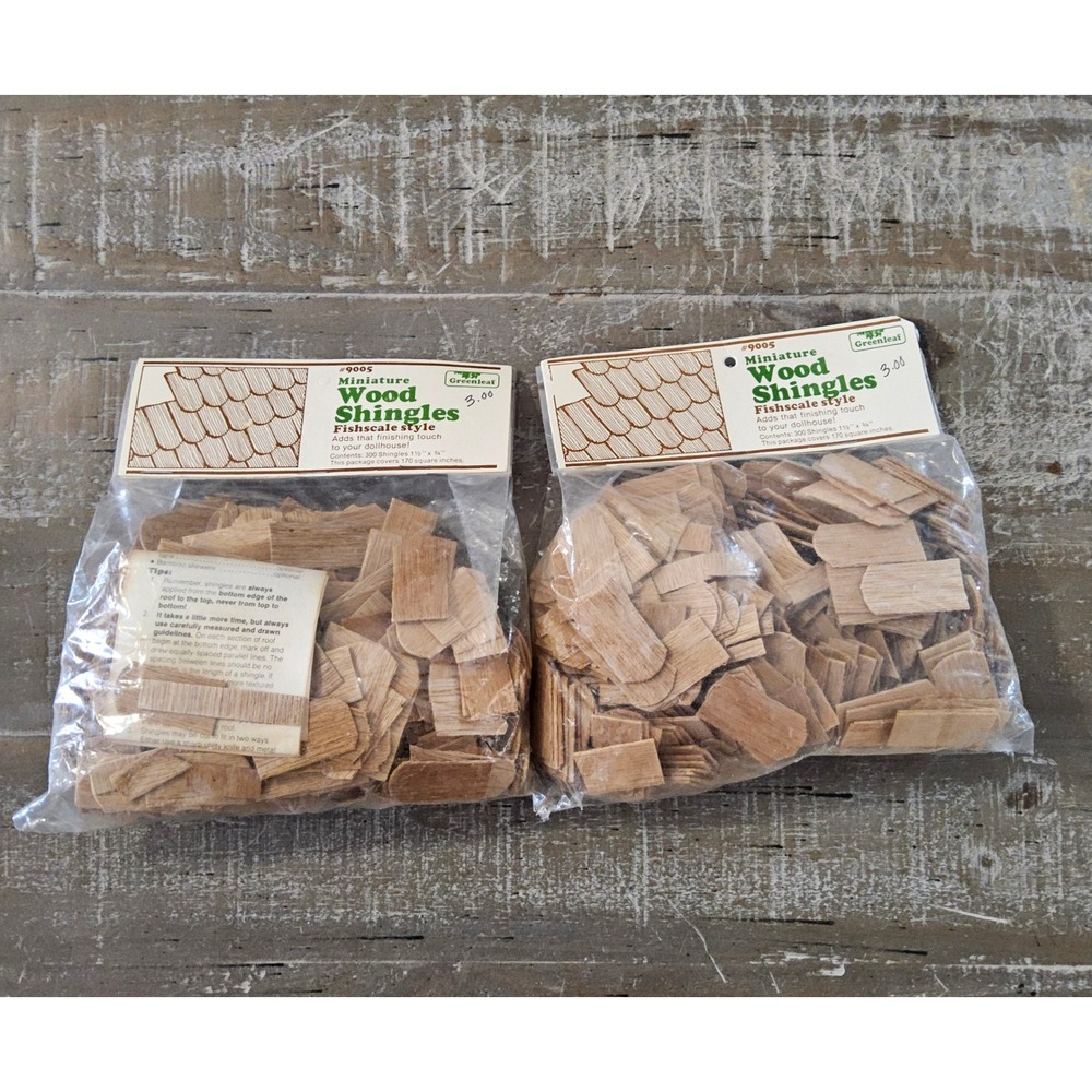 VTG Greenleaf Miniature Wood Shingles Brown Fishscale Style 9005 Dollhouse Roof